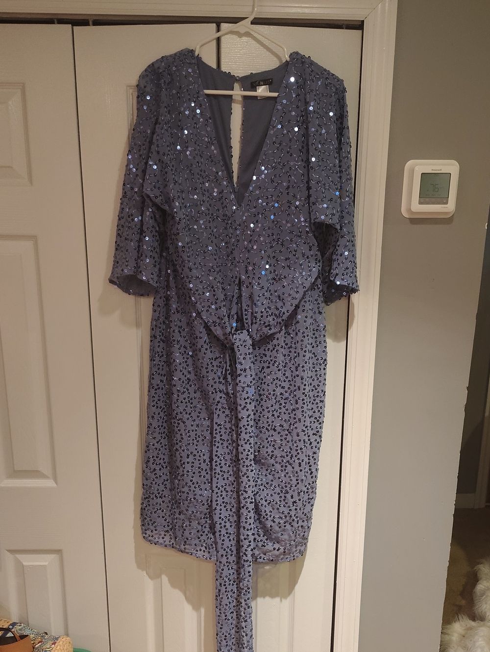 VENUS Slate Blue Sequin Midi Wrap Dress Sz. 12